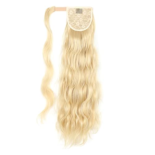 Haar Zubehör 24 Zoll Lange Wellenförmige Pferdeschwanz Wrap Haarband Synthetische Pferdeschwanz Extensions Blonde Wellenförmige Pferdeschwanz Perücke Frauen Knoten Haarteile Für Frauen(M22-613) von YCCHAH