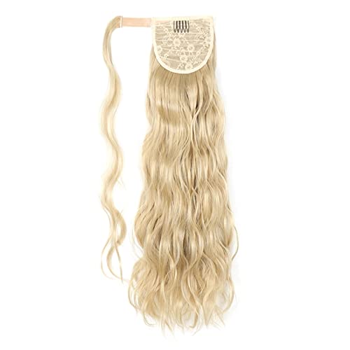 Haar Zubehör 24 Zoll Lange Wellenförmige Pferdeschwanz Wrap Haarband Synthetische Pferdeschwanz Extensions Blonde Wellenförmige Pferdeschwanz Perücke Frauen Knoten Haarteile Für Frauen(M24-613) von YCCHAH