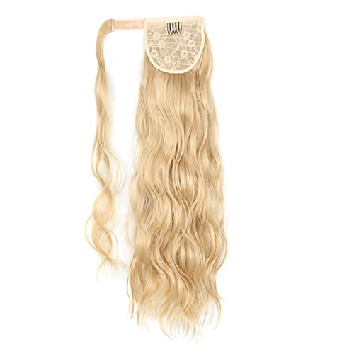 Haar Zubehör 24 Zoll Lange Wellenförmige Pferdeschwanz Wrap Haarband Synthetische Pferdeschwanz Extensions Blonde Wellenförmige Pferdeschwanz Perücke Frauen Knoten Haarteile Für Frauen(M27-613) von YCCHAH