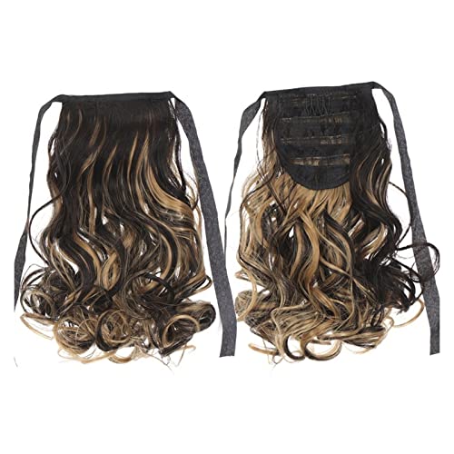 Haarschmuck 1-Pack Kurze Wellenförmige Pferdeschwanz Haar Extensions Synthetische Kordelzug Barrettes Lockige Verlängerung Rolle für den täglichen Gebrauch durch Frauen Haarteile Für Frauen(007) von YCCHAH