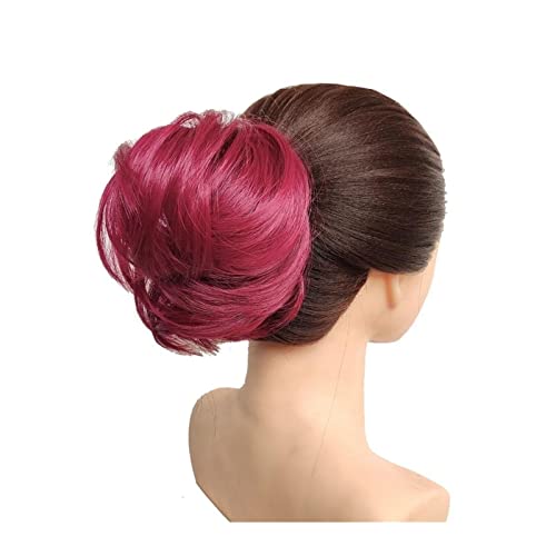 Haarschmuck 1 Pack Messy Bun Pieces Pferdeschwanz-Haarverlängerungen Synthetische Donut Brötchen mit Gummiband Haarbrötchen für Frauen Haarteile Für Frauen(Burg) von YCCHAH