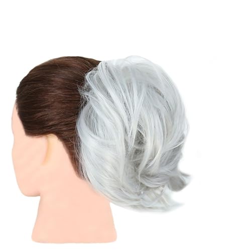Haarschmuck 1 Pack Synthetische Messy Brötchen Haar Extensions Wellenförmige Lockige Rolle Kurze Pferdeschwanz Brötchen Extensions Frauen Elastische Brötchen Perücken Haarteil Für Frauen(Gray) von YCCHAH