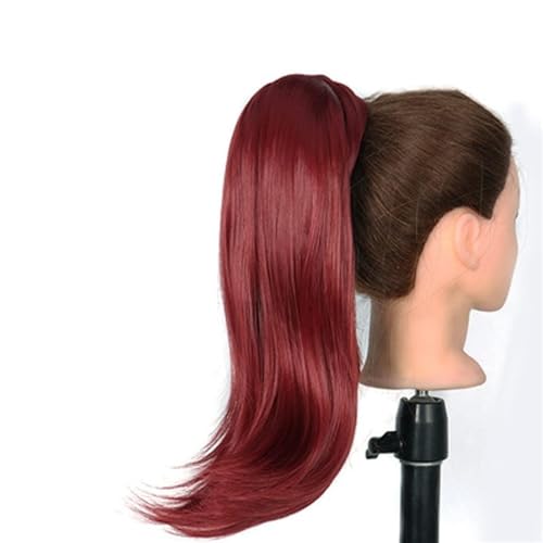 Haarschmuck 18 Zoll synthetische gerade Pferdeschwanz Haarverlängerungen Perücke Brötchen Wrap Pferdeschwanz Haarspangen für Frauen Haarschmuck Haarteile Für Frauen(P4/30) von YCCHAH