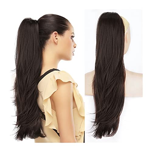 Haarschmuck 26 "Langer gewellter Pferdeschwanz mit Kordelzug Synthetischer Pferdeschwanz mit Haarnadelverlängerung mit Kordel für den täglichen Gebrauch für Frauen Haarteile Für Frauen(Dunkelbraun) von YCCHAH