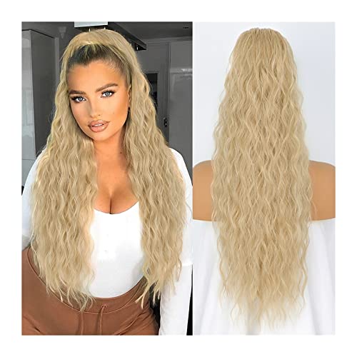 Haarschmuck 26 "Synthetische lange gewellte Pferdeschwanz-Verlängerungsschnur mit Kordelzug Haarspange Layered Pferdeschwanzbrötchen für den täglichen Gebrauch von Frauen Haarteile Für Frauen(Blonde) von YCCHAH