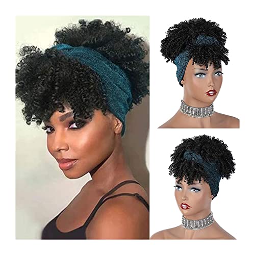 Hair Accessories 1 Pack Synthetische Locke Mit Pony Kurze Kordelzug Pferdeschwanz Verlängerungskabel für Frauen Afro Hohe Puff Synthetische Brötchen Perücke Haarteile Für Frauen(004) von YCCHAH