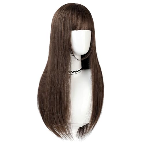 Perücken Menschliches Haar Perücke Damen Langes Haar Volle Stirnband Lange Gerade Haar Volle Pony Natürlich Voller Kopf Realistische Perücke Frauen Perücken von YCCHAH