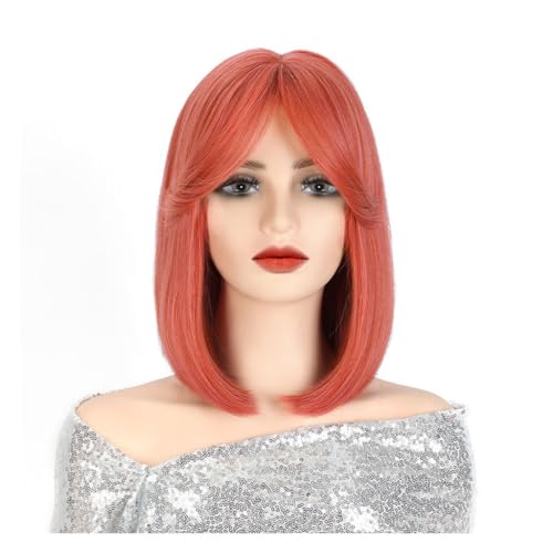 Perückenkappe aus Echthaar, Universalperücke für Damen, voller Kopf, mit Pony, modisch, für Damen (A) von YCCHAH