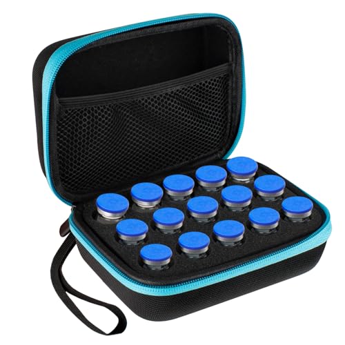 YCCOKJJ Ampullen Flasche Organizer 15 Fächer, Reise Insulinflaschen Box Passend für Standard-U-100-Fläschchen mit 10ml (Nicht für Hohe Fläschchen Geeignet)Sterile Ampullen Schaumstoff Kasten Schützen von YCCOKJJ