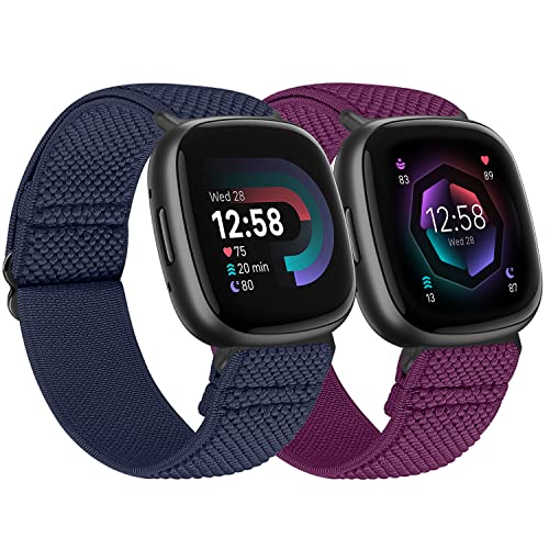 YCHDDER Elastisches Ersatzarmband Kompatibel mit Fitbit Versa 4/Fitbit Versa 3/ Fitbit Sense 2/Fitbit Sense, Nylon Armband Weiches Uhrenarmband Sports Armbänder für Damen Herren von YCHDDER