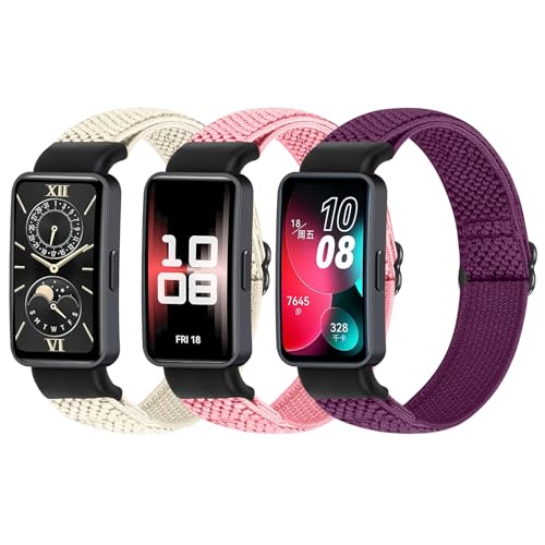 YCHDDER Elastisches Uhrenarmband Kompatibel mit Huawei Band 9 Armband/Huawei Band 8 Armband, Dehnbares Verstellbares Nylon Sport Schlaufe Atmungsaktives Ersatzarmband für Damen Herren von YCHDDER