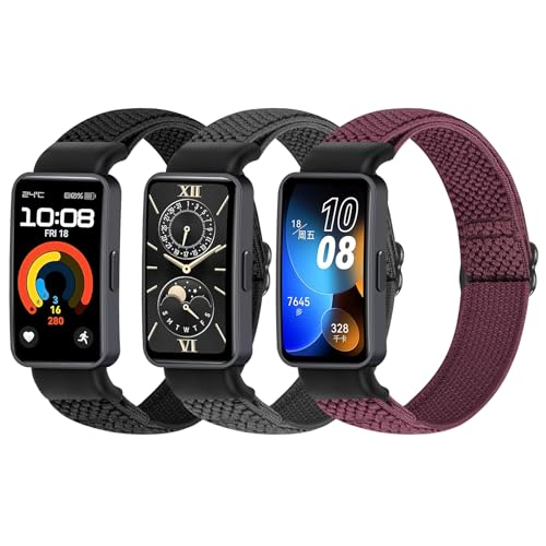 YCHDDER Elastisches Uhrenarmband Kompatibel mit Huawei Band 8 Armband, Dehnbares Verstellbares Nylon Sport Schlaufe Atmungsaktives Ersatzarmband für Huawei Band 8/Huawei Band 8 NFC Damen Herren von YCHDDER