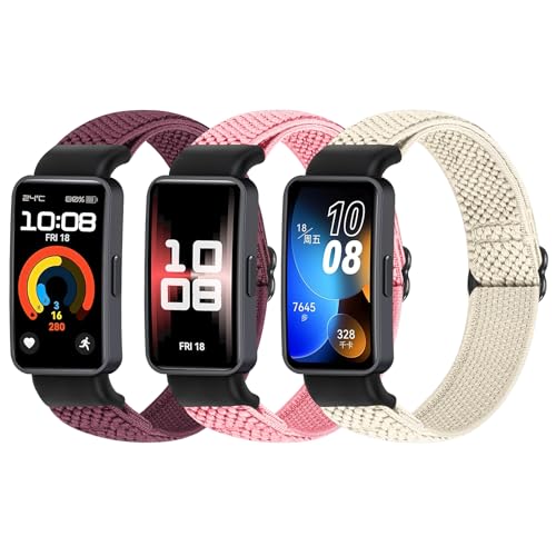 YCHDDER Elastisches Uhrenarmband Kompatibel mit Huawei Band 8 Armband, Dehnbares Verstellbares Nylon Sport Schlaufe Atmungsaktives Ersatzarmband für Huawei Band 8/Huawei Band 8 NFC Damen Herren von YCHDDER