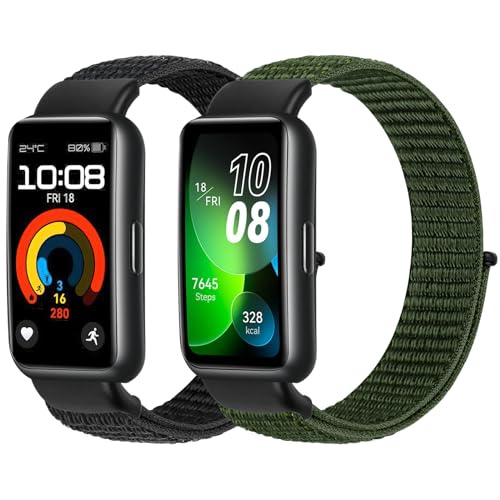 YCHDDER Nylon Armband Kompatibel mit Huawei Band 8 Armband für Damen Herren,Solo Loop Einstellbar Klettverschluss Sport Ersatzarmband für Huawei Band 8/Huawei Band 8 NFC von YCHDDER