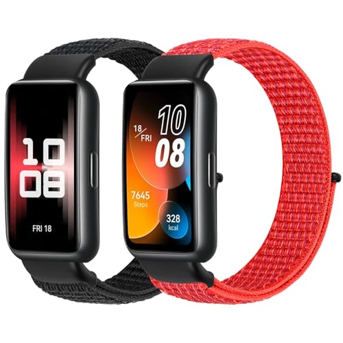 YCHDDER Nylon Armband Kompatibel mit Huawei Band 8 Armband für Damen Herren,Solo Loop Einstellbar Klettverschluss Sport Ersatzarmband für Huawei Band 8/Huawei Band 8 NFC von YCHDDER