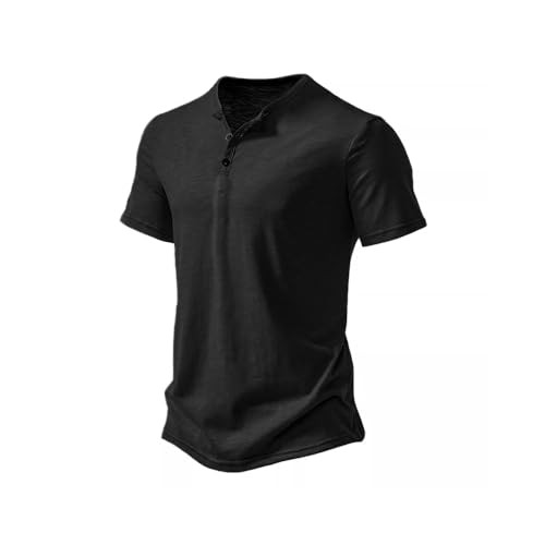 Herren Slub Henley T-Shirts Lässiges Kurzarmhemd Weicher Komfort Normale Passform Color Schwarz Size XXL Herren Slub Henley T-Shirts Lässiges Kurzarmhemd Weicher Komfort Normale Passform Color Schwarz Size XXL von YCHSXAIZ