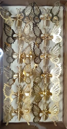 YCHTEWY 12 Stück bewegliche 3D-Schmetterlings-Haarspangen, Metall, goldfarben, bewegliche Flügel, Schmetterlings-Haarschmuck, Haarspangen für Damen und Mädchen (B Gold) von YCHTEWY