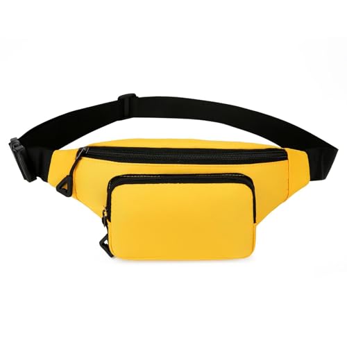 Gürteltasche Hüfttasche mit verstellbarem Gurt Brusttasche praktische Crossbody-Tasche wasserabweisend Hüfttasche für Damen und Herren, Gelbe Farbe. von YCHUCH