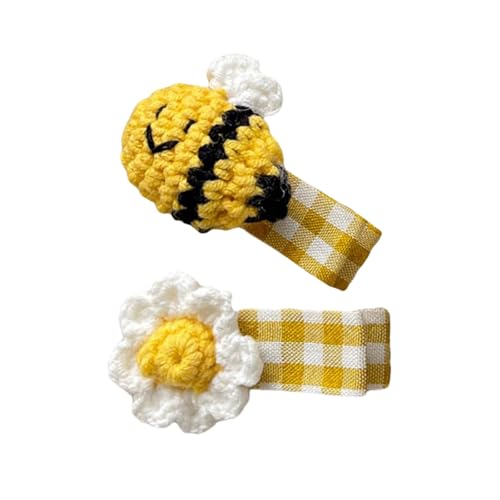 Haarnadel mit niedlichem Honigbienen-Motiv, Entenschnabel-Clip, handgehäkelt, Seitennadel, elastisch, Haarstyling-Zubehör, 2 Stück Haarnadel mit niedlichem Honigbienen-Motiv, Entenschnabel-Clip, handgehäkelt, Seitennadel, elastisch, Haarstyling-Zubehör, 2 Stück von YCHUCH