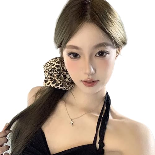Maillard Haargummis, Leopardenmuster, Rüschen, übergroß, elegant, Pferdeschwanz-Halter für Damen von YCHUCH