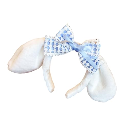 Modisches Haarband mit Spitzenschleifen und Plüschohren, Haardekoration, Party-Kopfbedeckung für festliche Anlässe und den täglichen Gebrauch von YCHUCH