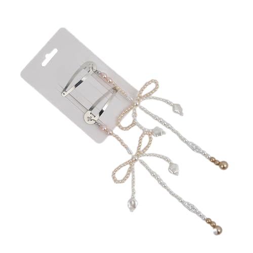 YCHUCH 1 Paar modische Haarspangen mit Schleife, einfache Haarspange, Metallperlen, elegante Haar-Accessoires von YCHUCH