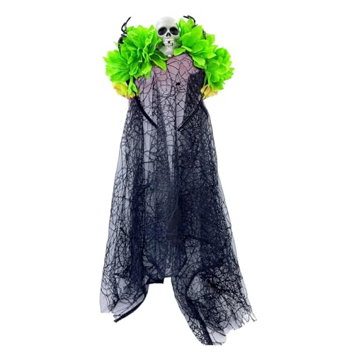 YCHUCH Haar-Accessoires, Halloween-Thema, Stirnband, Tag des Todes, Totenkopf-Blumenschleier, Haarband, Cosplay-Kostüm, Kopfbedeckung, Erwachsene, Festival, Haardekoration von YCHUCH