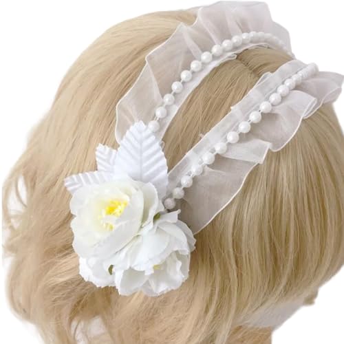 YCHUCH Haar-Accessoires, blaues französisches Haarband mit Spitze, Blume, Haarschmuck, zart und elegant, Kopfschmuck für Damen und Mädchen YCHUCH Haar-Accessoires, blaues französisches Haarband mit Spitze, Blume, Haarschmuck, zart und elegant, Kopfschmuck für Damen und Mädchen von YCHUCH