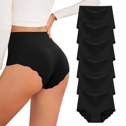 YCQQPRO Unterhosen Damen Seamless Slips Nahtlose Unterwäsche Frauen Hohe Taille Bequeme Stretch Ohne Naht Atmungsaktiv Hipster Panties 6er Pack von YCQQPRO