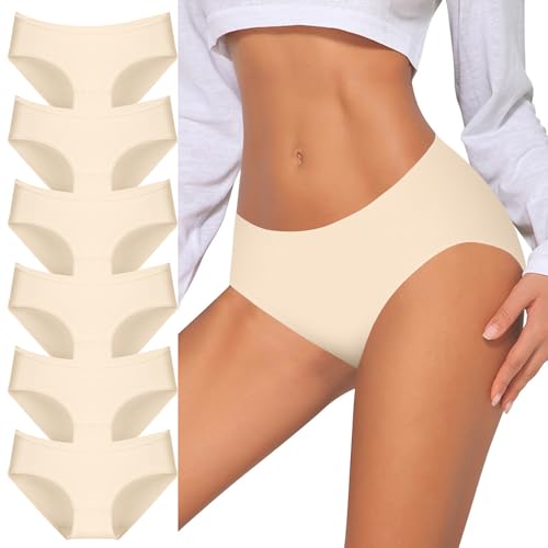 YCQQPRO Unterhosen Damen, Baumwolle Atmungsaktiv Unterwäsche Bequeme Slips Weich Frauen Hipster Panties Stretch, 6er Pack von YCQQPRO