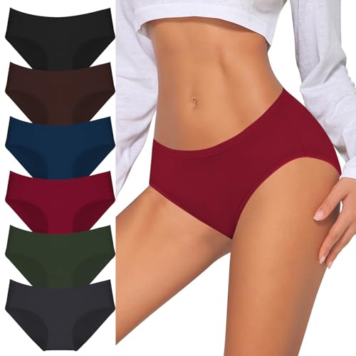 YCQQPRO Unterhosen Damen, Baumwolle Atmungsaktiv Unterwäsche Bequeme Slips Weich Frauen Hipster Panties Stretch, 6er Pack von YCQQPRO