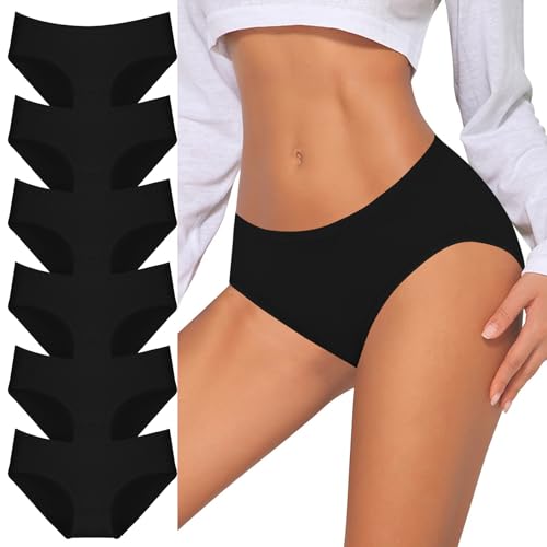 YCQQPRO Unterhosen Damen, Baumwolle Atmungsaktiv Unterwäsche Bequeme Slips Weich Frauen Hipster Panties Stretch, 6er Pack von YCQQPRO