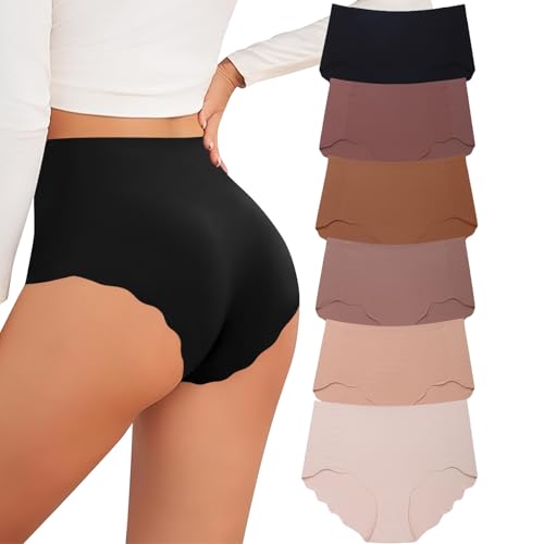 YCQQPRO Unterhosen Damen Seamless Slips Nahtlose Unterwäsche Frauen Hohe Taille Bequeme Stretch Ohne Naht Atmungsaktiv Hipster Panties 6er Pack von YCQQPRO