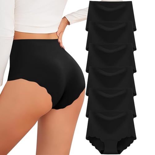YCQQPRO Unterhosen Damen Seamless Slips Nahtlose Unterwäsche Frauen Hohe Taille Bequeme Stretch Ohne Naht Atmungsaktiv Hipster Panties 6er Pack von YCQQPRO