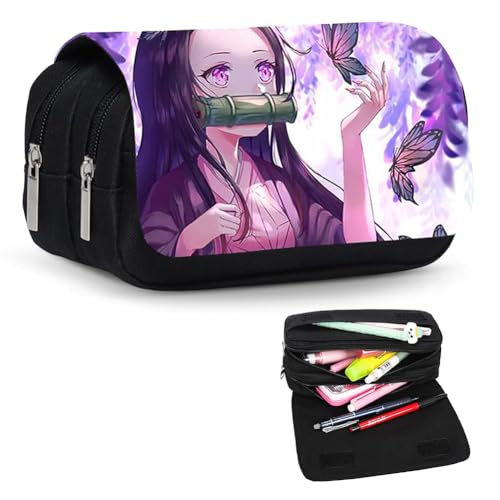 YCVBCY Anime Federmäppchen Kinder Mäppchen 3D Große Kapazität Pencil Case Mäppchen Reißverschluss Tasche, Etui Stifte 2 Fach Federtasche Für Studenten von YCVBCY