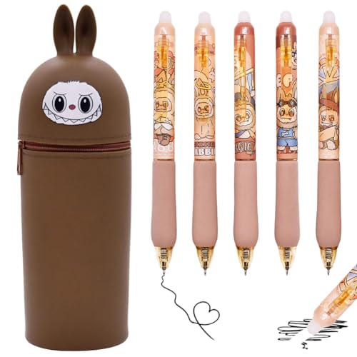 YCVBCY Federmäppchen, Mäppchen Löschbare Stifte Cartoon Bleistifthalter Federmäppchen aus Weichem Silikon 2 in 1 Bleistifthalter Teleskopisch Mäppchen Schreibtisch-Stifthalter für Kinder Geschenke von YCVBCY