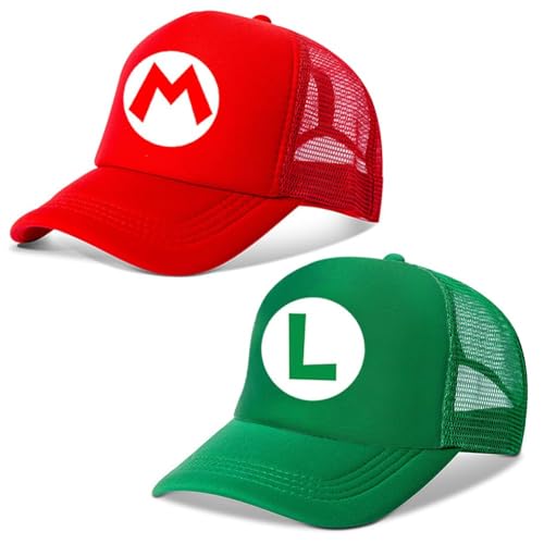 YCVBCY Mario Baseballkappe, 2PCS Mario Sonnenschutz Kappe Einstellbare Baseballmütze Kappe Baseballmütze für Kinder Personalisierte Baumwolle Mütze für Jungen und Mädchen 2 von YCVBCY