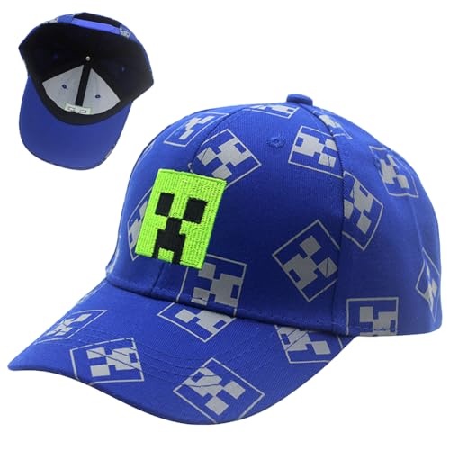 YCVBCY Verstellbare Baseballmütze Sonnenmütze Baseball Cap Kinder Cartoon Design Baseballmütze Schwarz Und Pixelig Grid Sonnenhut Basecap - Blau von YCVBCY