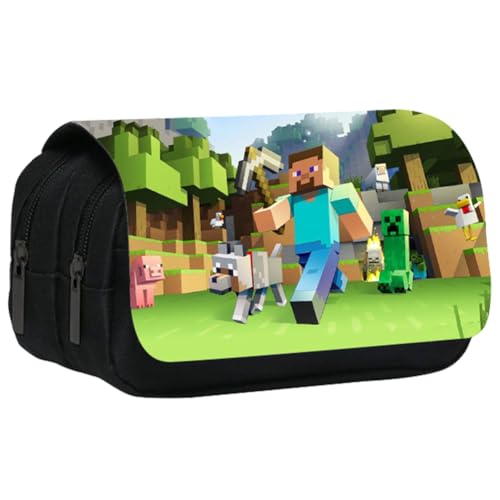 YCVBCY Minnecraft Federmäppchen, 3D Stifttasche Hohe Kapazität Schreibwarenetui Doppelter Reißverschluss Mäppchen Bunte Bleistiftkasten für Studenten Lernen und Büro Supplies, Kinder Geschenk von YCVBCY