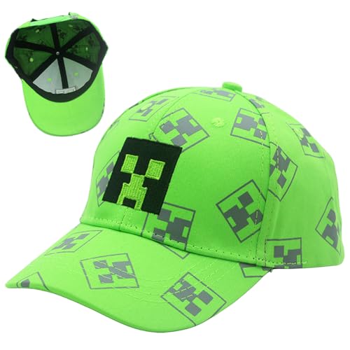 YCVBCY Verstellbare Baseballmütze Sonnenmütze Baseball Cap Kinder Cartoon Design Baseballmütze Schwarz Und Pixelig Grid Sonnenhut Basecap - Grün von YCVBCY