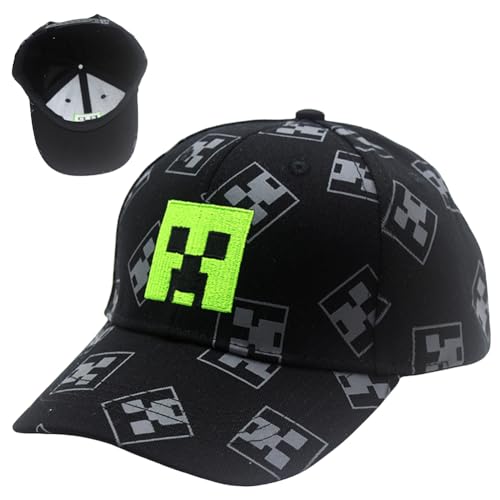 YCVBCY Verstellbare Baseballmütze Sonnenmütze Baseball Cap Kinder Cartoon Design Baseballmütze Schwarz Und Pixelig Grid Sonnenhut Basecap von YCVBCY