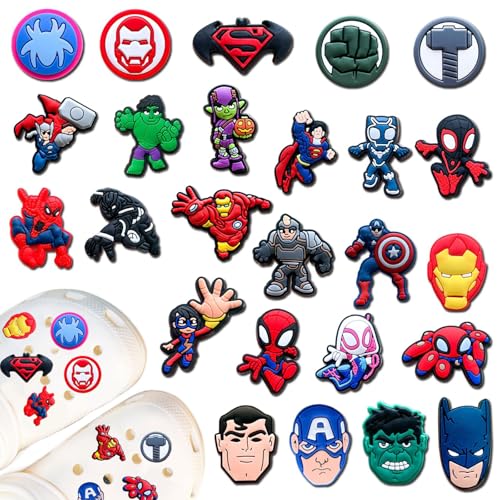 YCWSSB 25 Stücke Schuh Charms,Cartoon Schuhdekoration,Schuh-Charm für Kinder,PVC Anstecker Hole Shoe Decoration,Für Sandalen, Abnehmbare DIY Dekorationen, Kinderpartys Geschenk(Bunt) von YCWSSB