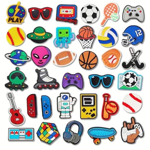 YCWSSB 35 Stücke Schuh Charms,Cartoon Schuhdekoration,Schuh-Charm für Kinder,PVC Anstecker Hole Shoe Decoration,Für Sandalen, Abnehmbare DIY Dekorationen, Kinderpartys Geschenk(Bunt) von YCWSSB