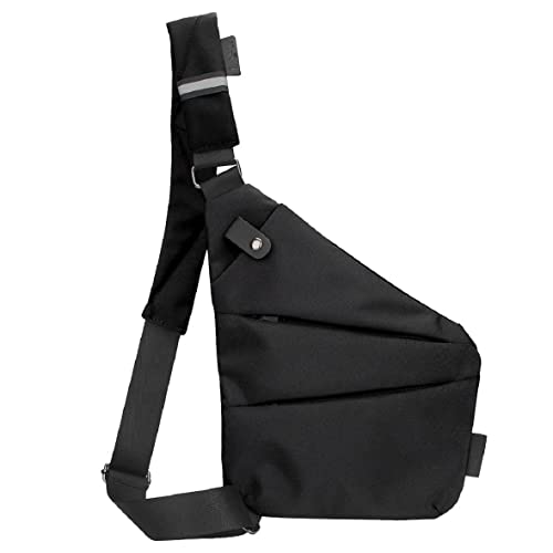 Diebstahlsichere Umhängetasche, Anti Diebstahl Tasche, Anti-Diebstahl Sling Bag für Damen und Herren, Wasserresistent (Black, Left) von YCYATS