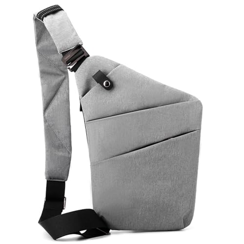 Diebstahlsichere Umhängetasche, Anti Diebstahl Tasche, Anti-Diebstahl Sling Bag für Damen und Herren, Wasserresistent (Gray, Right) von YCYATS