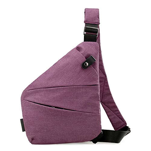 Diebstahlsichere Umhängetasche, Anti Diebstahl Tasche, Anti-Diebstahl Sling Bag für Damen und Herren, Wasserresistent (Purple, Right) von YCYATS