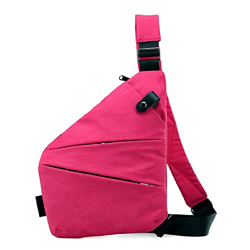 Diebstahlsichere Umhängetasche, Anti Diebstahl Tasche, Anti-Diebstahl Sling Bag für Damen und Herren, Wasserresistent (Rose Red, Left) von YCYATS