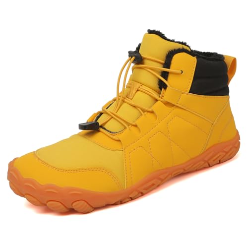 Winter Barfußschuhe Damen Herren Traillaufschuhe wanderschuhe Zehenschuhe Hohe Warme und rutschfeste Stiefel (Yellow, Erwachsene, Damen, 40, Numerisch, EU Schuhgrößensystem, M) von YCYATS
