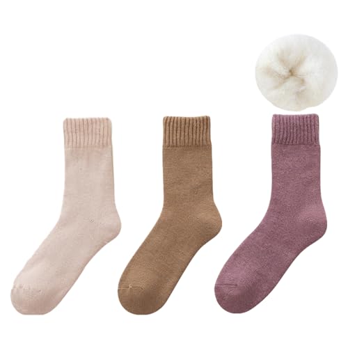 YCYATS Alpenwolken Socken, Kuschelige Unisex Winter Thermosocken aus Samt (DE/NL/SE/PL, Alphanumerisch, Einheitsgröße, Regular, Regular, ROSA+LILA+KAFFEE) von YCYATS