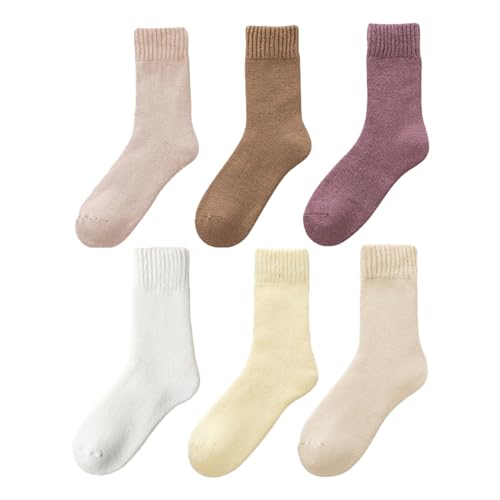 YCYATS Alpenwolken Socken, Kuschelige Unisex Winter Thermosocken aus Samt (DE/NL/SE/PL, Alphanumerisch, Einheitsgröße, Regular, Regular, WEISS+GELB+BEIGE+ROSA+LILA+KAFFEE) von YCYATS